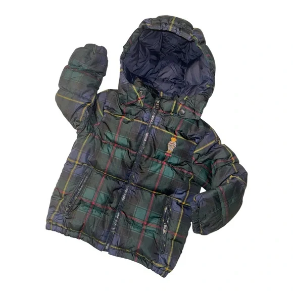 🔥 Polo Ralph Lauren Youth Kids Boys Zip Up Polo Bear Puffer Jacket Sz 4T 🔥 - Picture 1 of 6